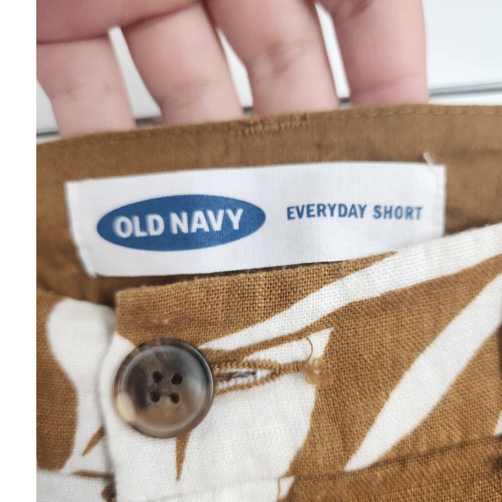 Old Navy Brown Tropical Print Linen Blend Shorts Womens Size 4 - Picture 3 of 3